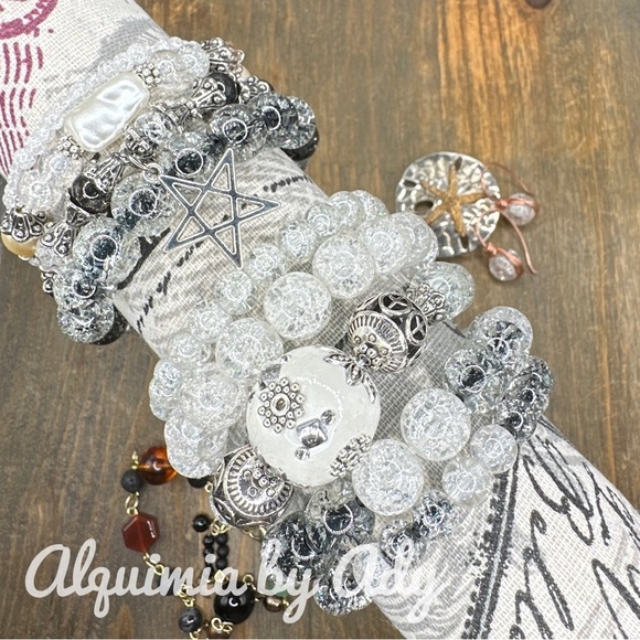 Crackled Quartz maxi spheres copper dangling/drop/dangle earrings - Picture 9 of 9